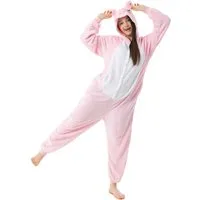 Katara Partyanzug Bauernhoftiere Jumpsuit Kostüm für Erwachsene S-XL, Karneval - Kostüm, Kigurumi - Schweinchen rosa M (155-165cm)