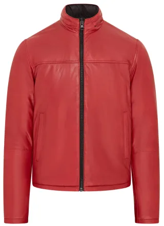 Rote Wende-Bomber-Lederjacke für Herren – Raufoss