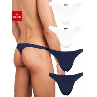 Fabio Farini String Herren Unterhosen - Männer Tangas aus atmungsaktiver Mikrofaser (4-St) im sportlichen Look mit Karo-Muster
