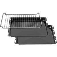 ICQN Backblech 2er 422x375x 30 mm Tiefe mit Gitter, Emaille, (Doppelt Set mit Backofenrost, 3-St., 422x30 mm doppelt mit gitter), Fettpfanne für Backofen und Herd, Kratzfest & Rostfrei