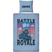 MTOnlinehandel Bettwäsche Fortnite Battle Royale, 135x200 + 80x80 cm, Geschenk für Gamer, 100% Polyester, 2 teilig, Wende-Motiv für Gamer • Battle Bus