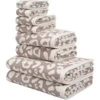 OTTO home Handtuch Set Regona Leo, 8 tlg. Set, Premium Handtücher, 100% Baumwolle, 550 gr/m², Frottier (8-St), Animal Print, Duschtücher, Handtücher, Gästetücher, Seiftücher