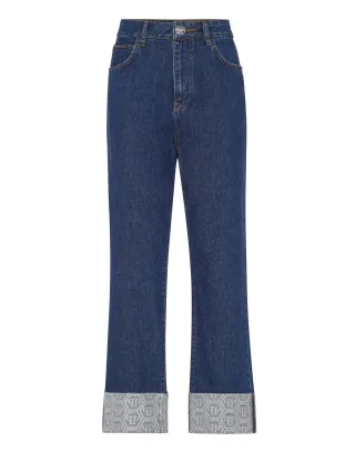 Denim Trousers Loose Fit Cufffed Monogram