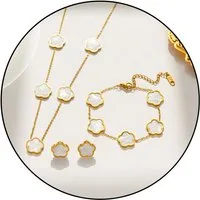 GOLDKLEIN Schmuckset Blume Schmuck Set Gold für Damen Armband Ohrstecker Halskette Anhänger (3-tlg), Angebot - Damen Herren mit Schmuckbox - Sale bis 31.07.2026