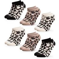 OCCULTO Sneakersocken Damen Leoparden Muster Sneaker Socken 6er Pack (Modell: Kira) (6-Paar)