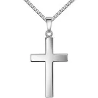 JEVELION Kreuzkette Kreuzanhänger 925 Sterlingsilber Anhänger - Made in Germany (Silberkreuz, für Damen), Mit Panzerkette - Länge wählbar 36 - 70 cm.