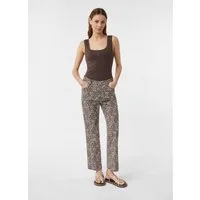 comma Chinos Hose Verkürzte Jeans mit Flared Leg und Leo-Print