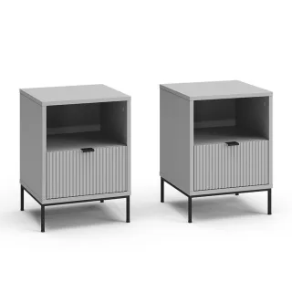 Vicco Nachttisch, Grau, Holzwerkstoff, 1 Fächer, Rechteckig, 40x55x38.1 cm, Schlafzimmer, Nachttische