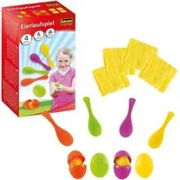 Idena Spiel Idena 40074 - Geschicklichkeitsspiel Eierlaufen, mit 4 Eiern und 4