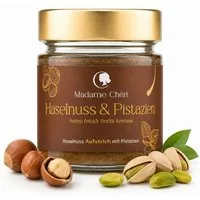 Madame Chéri Nussaufstrich Nusscreme Aufstrich Pistazie Mandel Haselnuss cremig vegan, Ohne Palmöl, ohne Zusatzstoffe, mit Antep-Pistazienstückchen