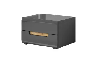 Nachtkommode HL1-22, 52 cm x 35 cm x 44 cm, grau/grau hochglanz/appenzeller Fichte NBHL1-22-grau