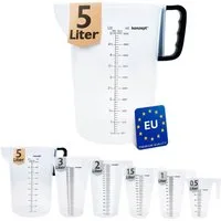 KONZEPT Messbecher Verschiedene Größen zur Wahl, (Litermaß, Kunststoff), Ideal für Küche, Garten, Werkstatt, Transparent