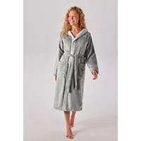 OTTO home Unisex-Bademantel Miia, ideal für Sauna, Spa & im Urlaub, Langform, Microfaser, Kapuze, Gürtel, weich und kuschelig, plüsch, für Damen und Herren, S-XL