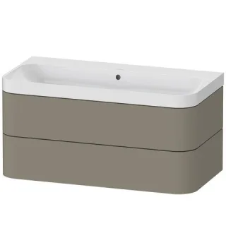 Duravit Happy D.2 Plus c-shaped Set wandhängend Stein Grau Seidenmatt 975x490x480 mm - HP4348N9292 HP4348N9292