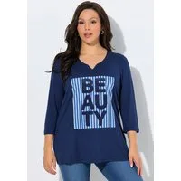 Ulla Popken T-Shirt Shirt Beauty Classic V-Ausschnitt 3/4-Arm