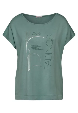 Street One - T-Shirt mit Print grün - Gr. - 36