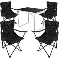 Mojawo Essgruppe 5-tlg Camping Set Gartenmöbel Campingtisch 4 Campingstuhl Klappstuhl