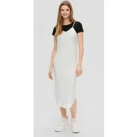 QS Midikleid Kleid Fließendes Satinkleid mit Spaghetti-Trägern