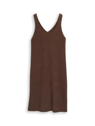 Denim Tom Tailor - Loose Fit Strickkleid mit V-Ausschnitt cool dark brown - Gr. - M