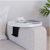 en.casa Tablett, Spanplatte, »Kuleskyd« Couchtablett Ø34 cm Weiß