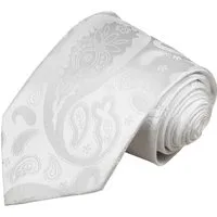 Paul Malone Krawatte Herren Hochzeitskrawatte paisley - Mikrofaser - Bräutigam Schmal (6cm), weiß V17