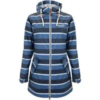 Regenliebe Regenmantel Friesennerz blau Regenjacke halblang gestreift, wasserdicht winddicht