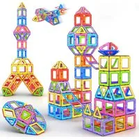 Luckice magnetische Bausteine, Lern- & Steckspiel, Kreativspielzeug für Kinder Magnetspielbausteine, (Set, 120 St., Für Kinder ab 3 Jahren – STEM-Spielzeug & Geburtstagsgeschenk), Leicht zu reinigen, Mit Aufbewahrungstasche, Glatte, abgerundete Kante