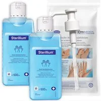 PAUL HARTMANN AG Horn Medical Dosierpumpe inkl. 2 x 500ml Sterillium Hand-Desinfektionsmittel (Spar-Set, [- bekannt & bewährt dank Dosierpumpe sofort einsetzbar)