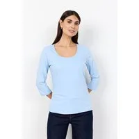 soyaconcept Rundhalsshirt SC-PYLLE 175 aus Baumwollmischung, figurumspielende Passform, 3/4-Ärmel, unifarben