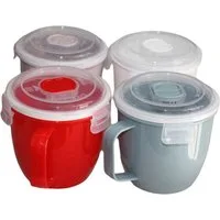 emeco Suppenschüssel 4er Mikrowelle Suppenschüssel mit Deckel & Griff 620ml, Essen Brei Nu, Kunststoff, (4-tlg)
