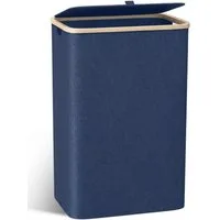 kowdom Wäschekorb Schmaler Wäschekorb 100L, Bambusdeckel & Wäschesack (Einzelstück), geruchshemmend herausnehmbarer Sack stapelbar