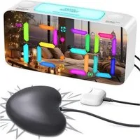 Minicloss Wecker Bettvibration, 15-buntes LED-Display,7-farbiges Nachtlicht