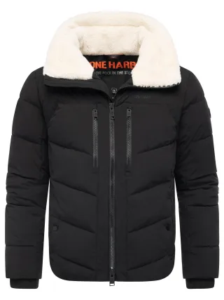 Stone Harbour Herren Steppjacke Ansello mit Teddyfleece-Kragen & Fleecefutter