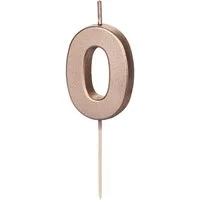 partydeco Geburtstagskerze, Geburtstagskerze Zahl 0 Zahlenkerze 4,5cm Rosegold