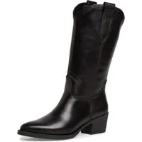 Tamaris Westernstiefel, Blockabsatz, Langschaftstiefel mit Ziernähten, in spitzer Form