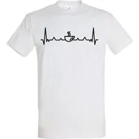 Youth Designz Print-Shirt Herren T-Shirt Heartbeat Kaffee mit lustigem Logo Aufdruck