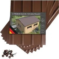 BRAVO Trapezblech, SMART Trapez-Abdeckblech-Set, Profilblech, Premium-Blech, 6,75 m², verzinkter Stahl lackiert, 1250x450x0,3 mm (12-St. inkl. Schrauben) Made in Germany