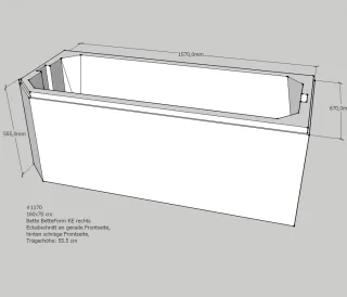 Neuesbad Wannenträger für Bette Profi-Form 160x70 Kopfende re SW10045