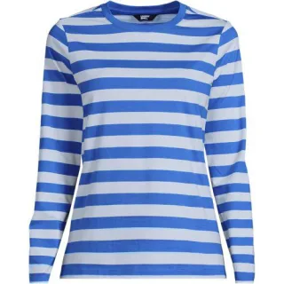 Langärmeliges Supima-Shirt mit Rundausschnitt für Damen, Damen, size: regular, Pink, by Lands' End