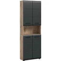 welltime Stauraumschrank FLORENZ, Höhe 185 cm, 4 oder 6 Türen, viel Stauraum (1-St., TOPSELLER) hochwertige MDF Front, Griff schwarz, Badschrank, Bad