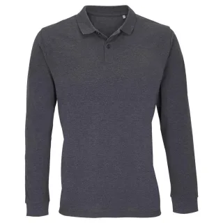 SOLS - "Planet" Poloshirt für Herren/Damen Unisex Langärmlig (Dunkelgraue Melange)