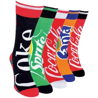 Coca Cola - 5 Pack Unisex bunt gestreift Spaß Neuheit Markenlogo Baumwolle Socken für Männer und Frauen - CM549