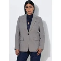 Ulla Popken Blusenblazer Blazer kariert Reverskragen Langarm