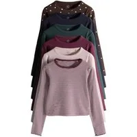 The Set Langarmshirt The Set verkürzte gerippte Langarmshirts, 6er-Pack (6-tlg)