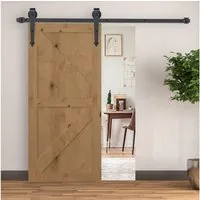 HOMCOM Türbeschlag 200 cm (Schiebetürsystem, 1 St., Schiebetüren-Beschlagsatz), aus Kohlenstoffstahl Braun