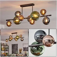 hofstein Deckenleuchte Deckenlampe aus Metall/Glas in Schwarz/Grün/Blau/Kupfer/Chrom/Rauch, ohne Leuchtmittel, Leuchte im Vintage/Retro-Design, Glasschirme (10, 12, 15 cm), 9x G9