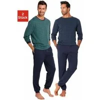 le jogger® Pyjama (Packung, 4 tlg., 2 Stück) Schlafanazug lang im Streifendesign
