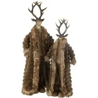 MF Skulptur Dekofigur Hirsch stehend mit Mantel – Braun, 76 cm oder 92cm (1 St)