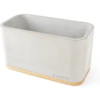 Bannik Pflanzkübel Pflanzgefäß 200 aus Beton (20x10x11cm), Handgefertigtes Pflanzgefäß aus Beton mit Holzuntersetzer – Unikat