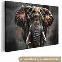 OneMillionCanvasses® Leinwandbild Elefant - Aquarell - Wildtiere - Luxus, Fotodruck (1 St), Leinwand Bilder Klein, Wand Dekoration Aesthetic 30x20 cm